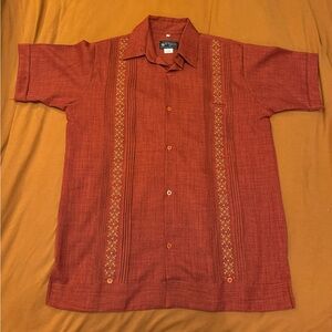 Men's Red/Orange Short Sleeve Collared Shirt